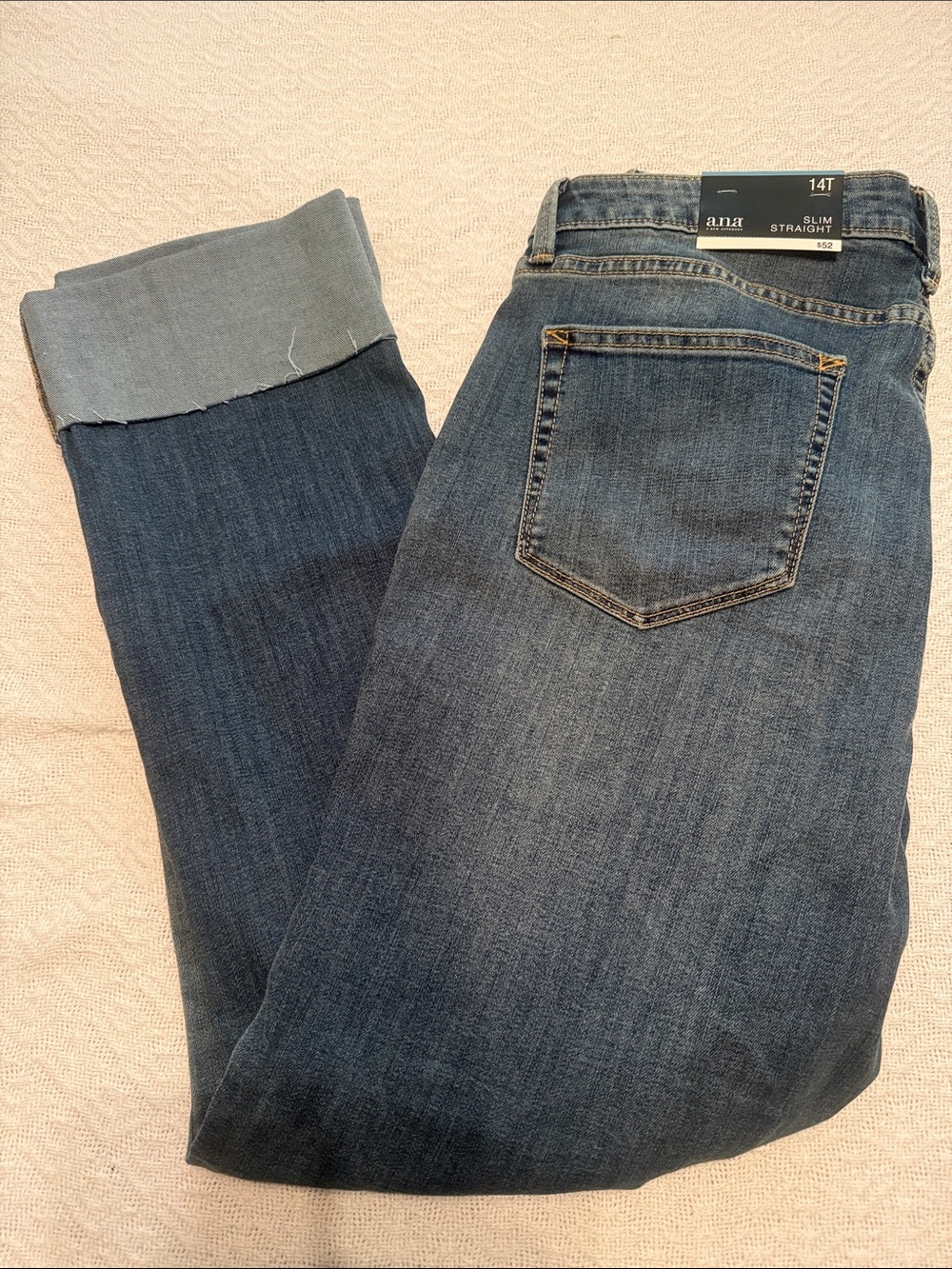 a.n.a Straight Leg Jeans 14 Tall 14T Raw Edge NWT